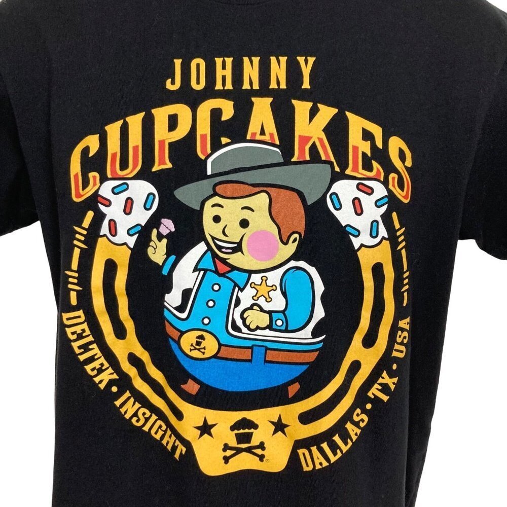 Johnny Cupcakes x Deltek Insight T Shirt Small Black Dallas TX Cowboy